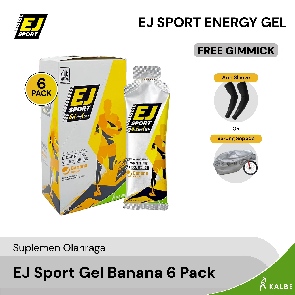 NEW! EJ SPORT GEL Banana Sachet - 6 Pack Suplemen Olahraga