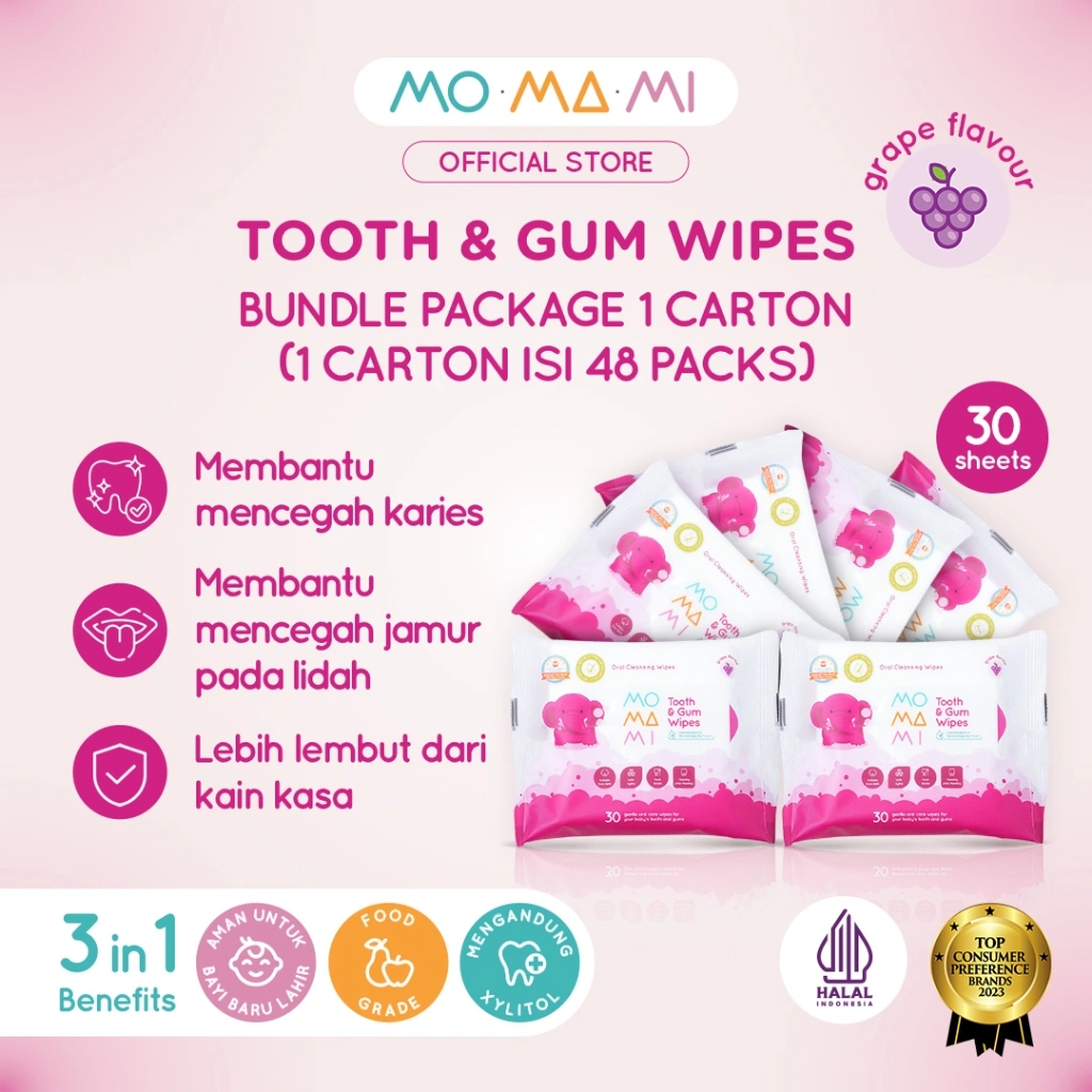 Momami Wet Tissue Bundle Carton 24 & 48 pcs - Tissue Basah Pembersih untuk Anak - Bundle Wipes