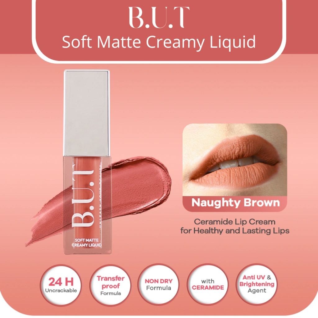 B.U.T Lipcream Naughty Brown by dr Shindy Lip Cream Waterproof Lip Cream Transferproof Tahan Lama