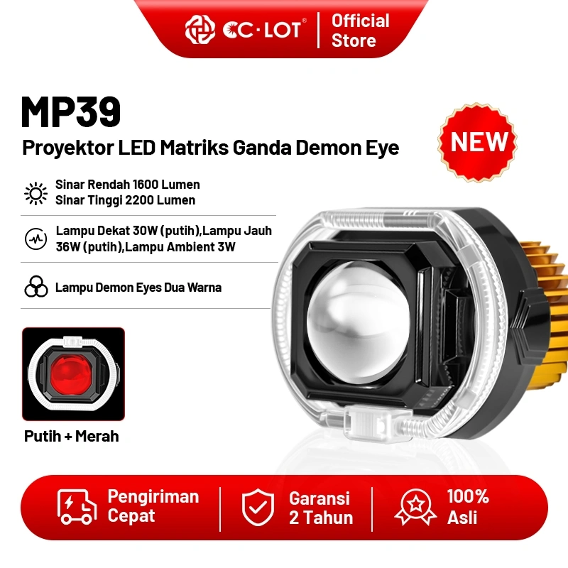 CCLOT MP39 Lampu Proyeksi BILED Matrix Motor Ukuran 3/4 Inch  Laser Cut-off + Mata Iblis  36W Lensa Flat Cut Dengan Kipas Pendingin Tidak Silau Pengemudi Lain  Garansi Kualitas 2 Tahun