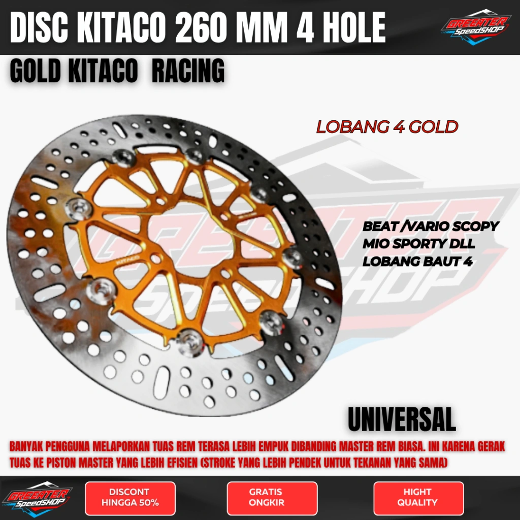 Piringan Cakram 260 mm 5 Holle beat vario scopy lobang 4 Dan lobang 4 full cnc Ploating Plush Breket