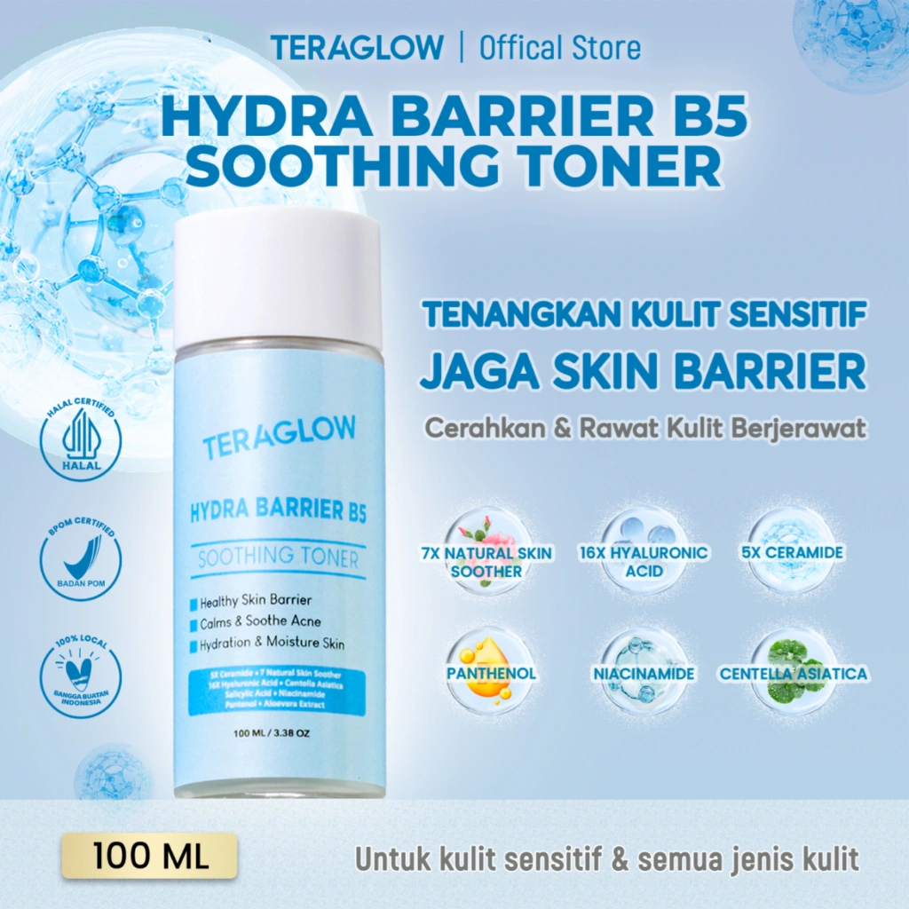 TERAGLOW Toner Hydra Skin Barrier Minimiz Pore 16X Hyaluronic Acid 5X Ceramide 7X Natural Soother