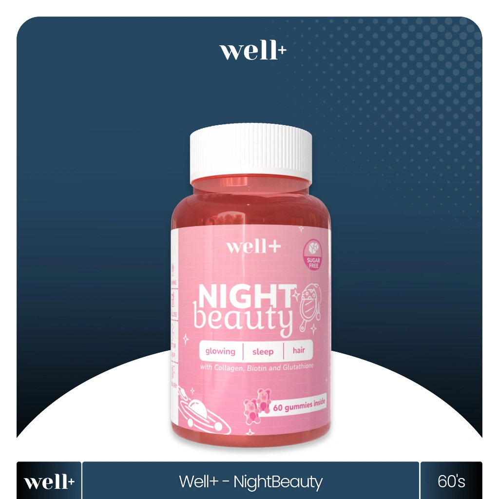 Well+ Night Beauty Sleep Calming and Glowing 60 Gummies Collagen Hair Biotin Gluthation