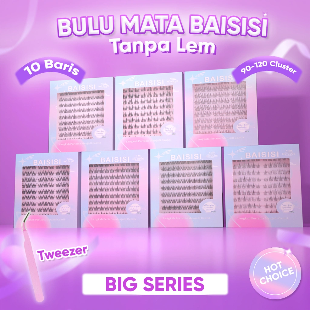 [TANPA LEM] BAISISI Bulu Mata Palsu Individual SERIES Z BIG SIZE + FREE TWEEZER | Eyelash Extension