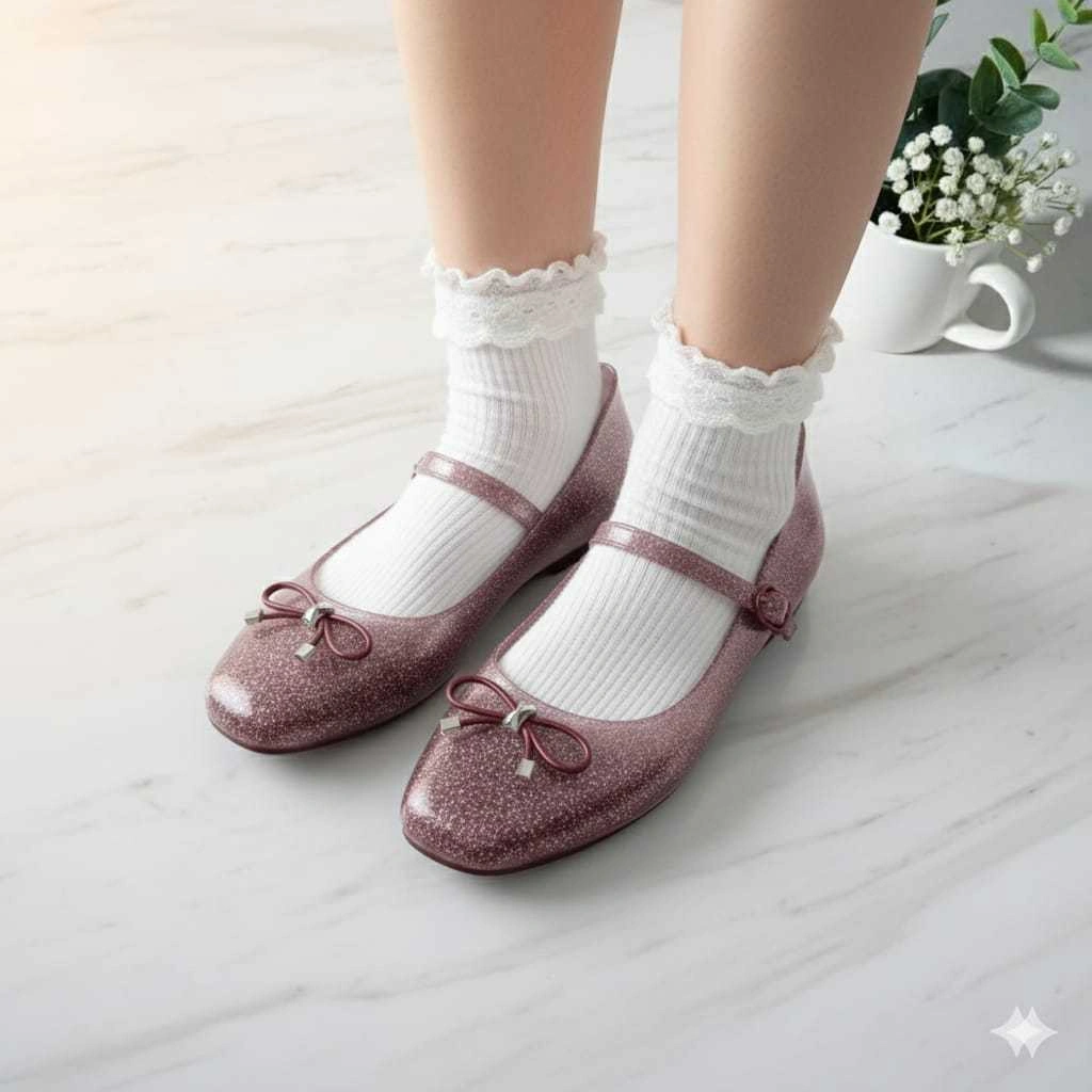 Porto Milly Glitter Flat Shoes – Sepatu Wanita Elegan Anti Slip & Super Nyaman | Sepatu Kerja | Sepatu Kampus