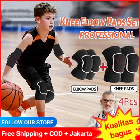KNEE ELBOW Kneepad Deker Decker ANAK-ANAK Futsal Sepakbola Voly Lari Skyboard Olahraga Lutut Kaki Siku Tangan Busa Sepasang Pelindung