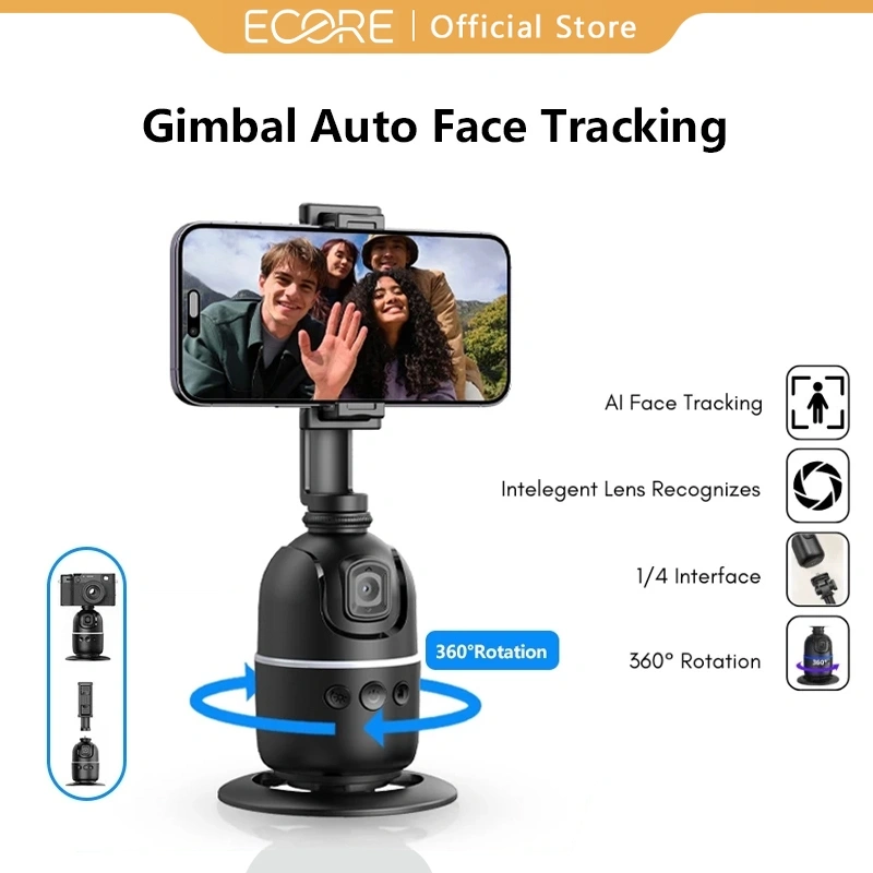 ECORE Gimbal Stabilizer P03  Auto Face Tracking Gimbal Handphone Stabilizer 360° With Gesture Control  Live Streaming & Vlogging