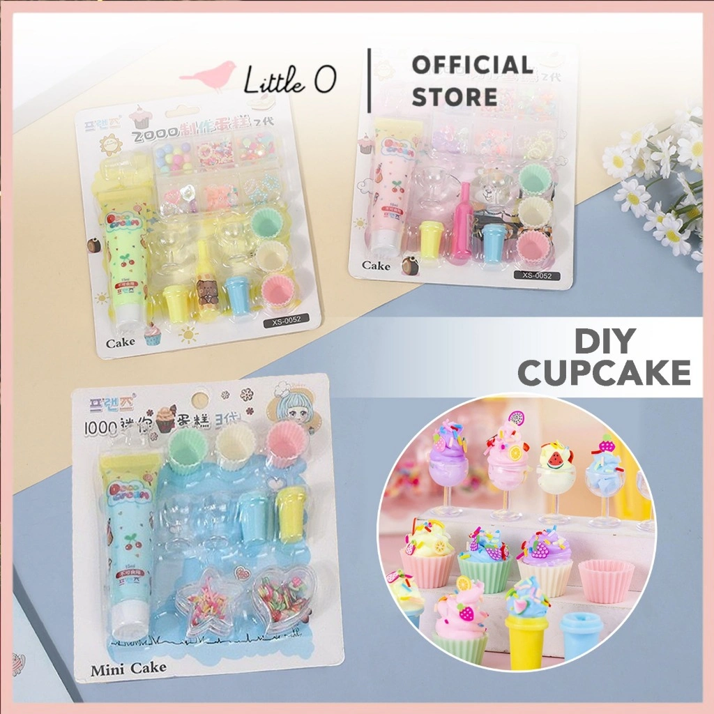 LITTLE O Mainan DIY Cupcake Mainan Anaik DIY Clay DIY Ice Cream Deco Cream Art And Craft For KIds Mainan Edukasi