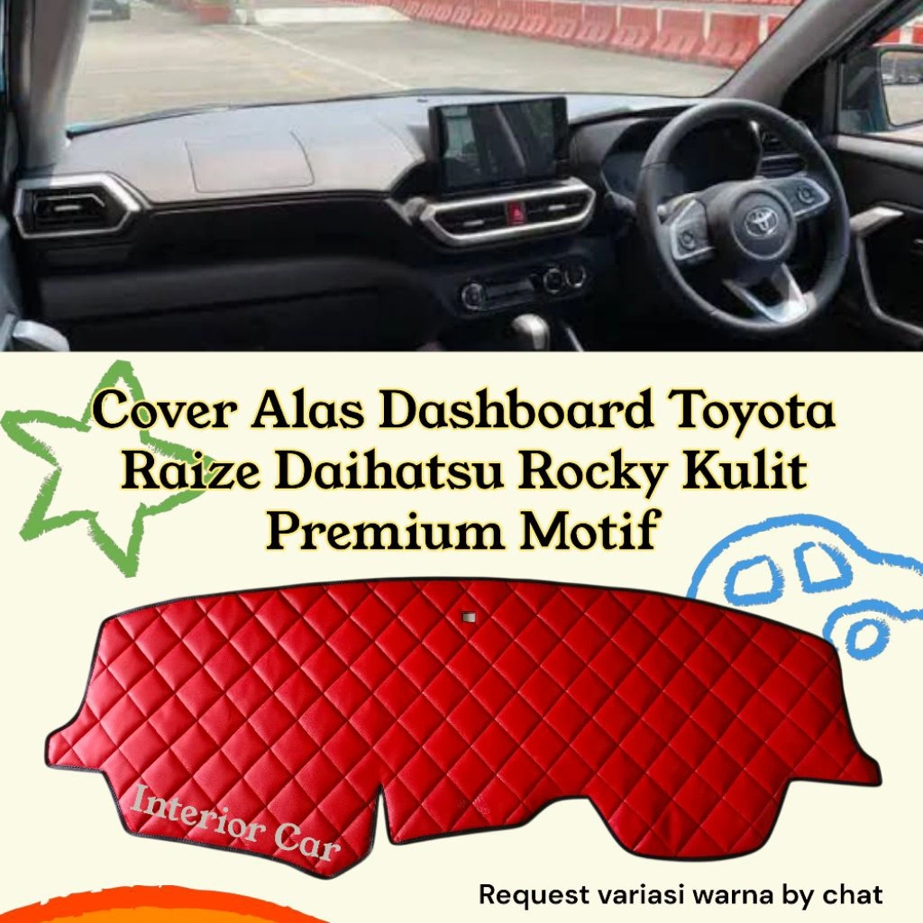 Cover Dashboard Toyota RAIZE Mobil Pelindung Dashboard Bahan Premium Aksesoris Interior Motif Wajik