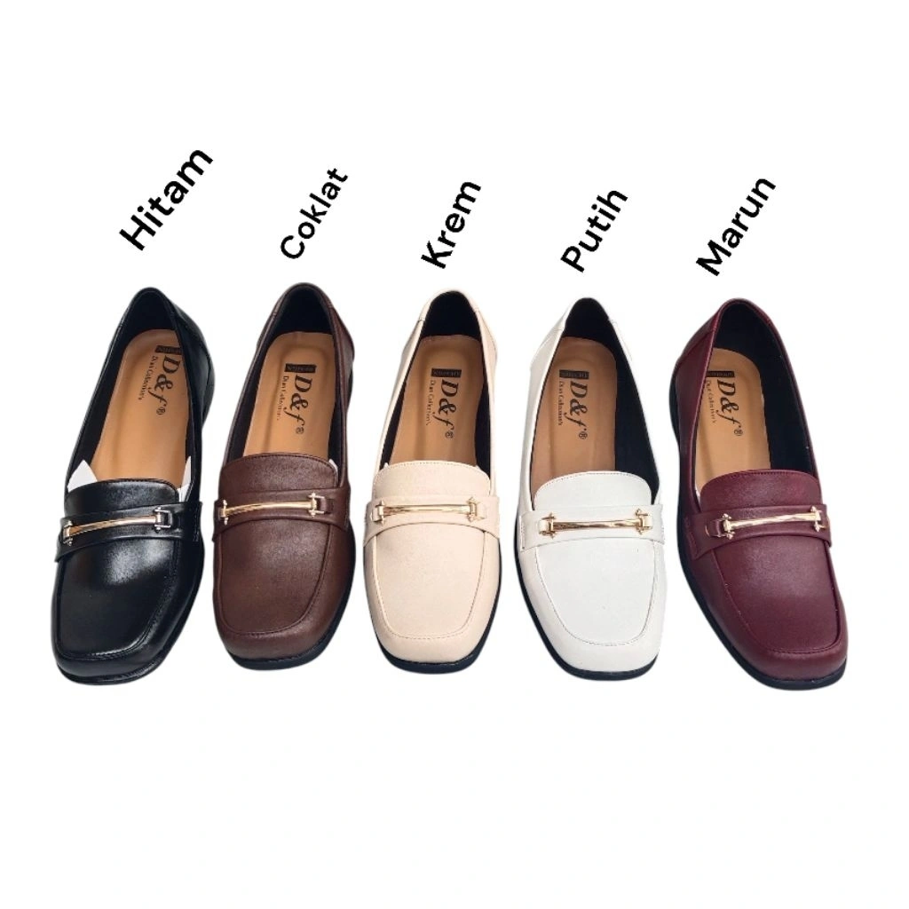 D&f A03 | Sepatu Wanita Sepatu Moccasins Sepatu Kerja Formal Dan Kasual Hak 3 cm Hitam