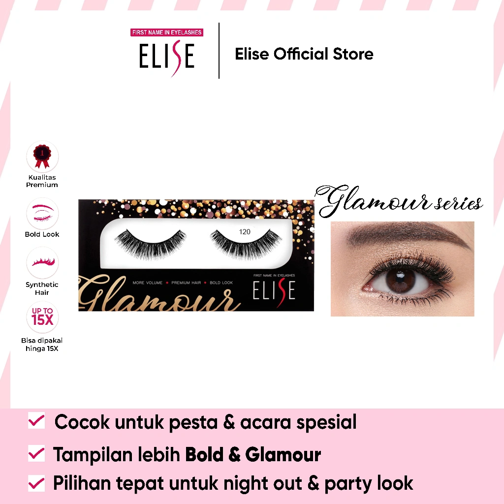Bulu Mata Elise - Glamour 120 - Bulu Mata Semi Bold/Cocok untuk Glamour Makeup & Party Look