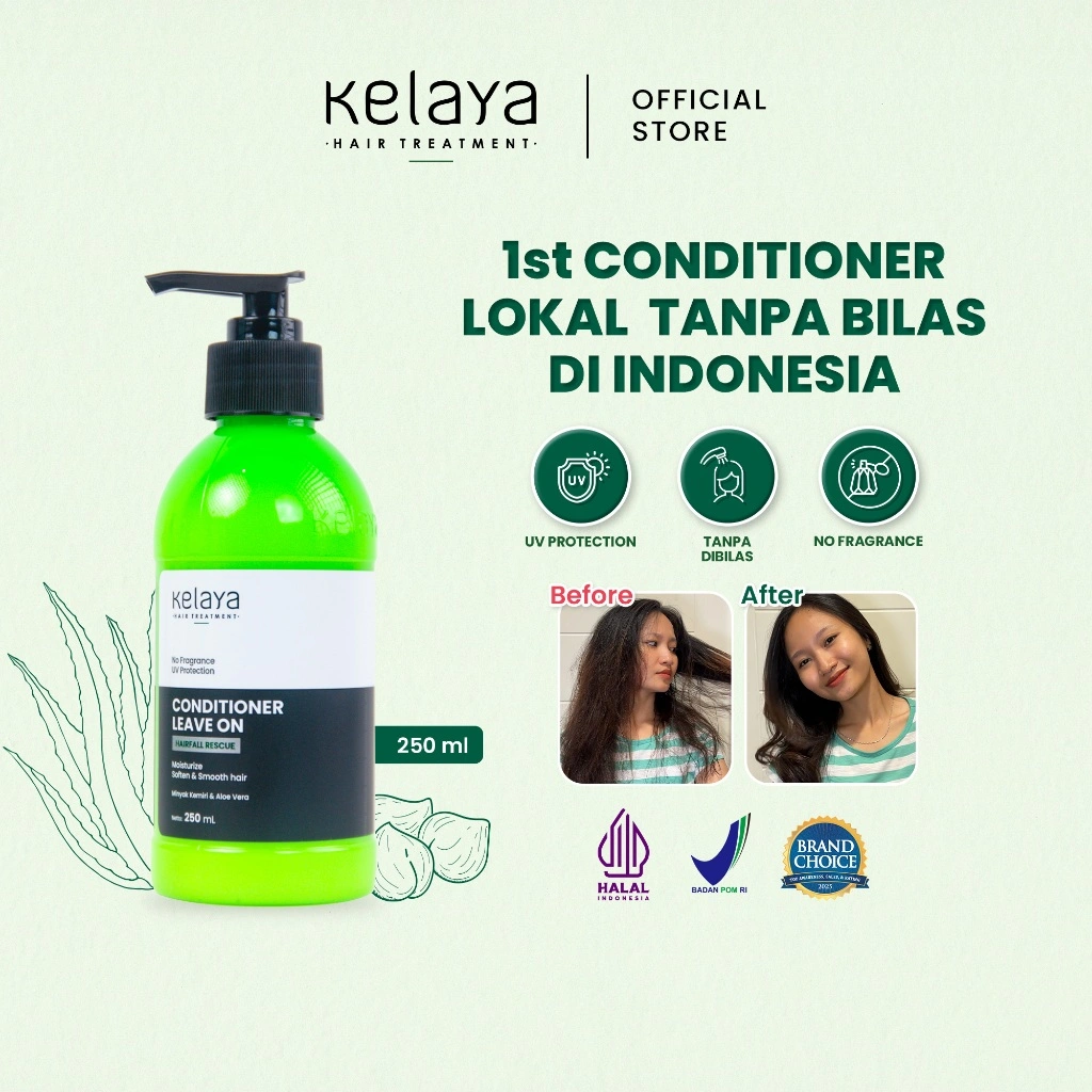Kelaya Conditioner Rambut Leave On Atasi Rontok Anti UV 250ml Kondisioner Tanpa Bilas Pelembut