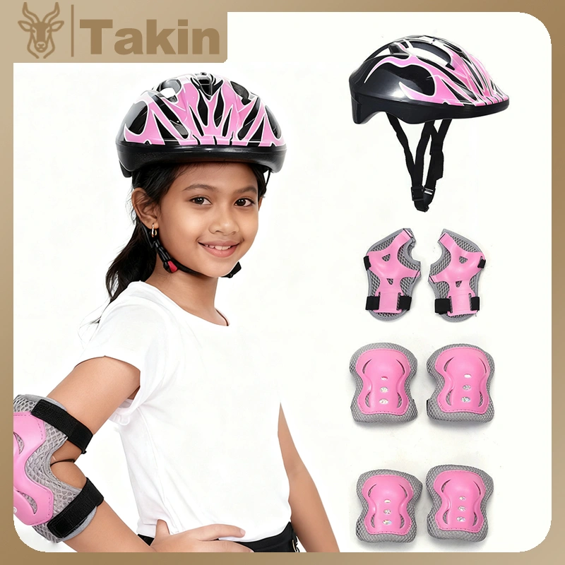 7PCS Helm Deker Sepeda Anak Alat Pelindung Pelindung Keselamatan Anak-anak untuk Sepatu Roda Skateboard Sepatu Roda Alat Rekreasi Olahraga Outdoor decker lutut Buah Set