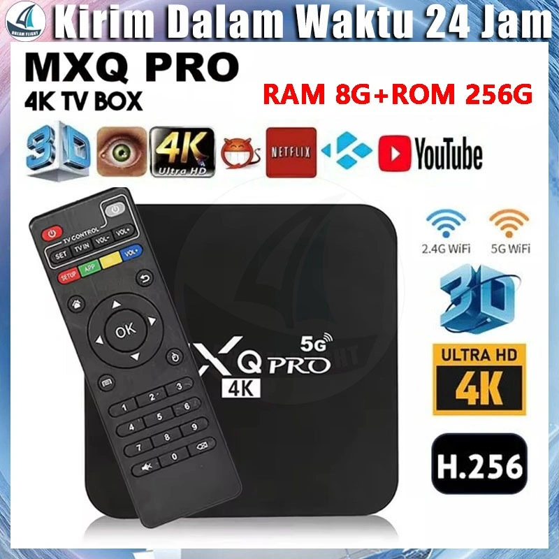 Stok Siap - MXQ PRO Android TV Box 4K HD  Smart Set Top Box 8GB Ram 256GB Rom 2.4GHz/5G WiFi Connection Support External Device USB Flash Drive