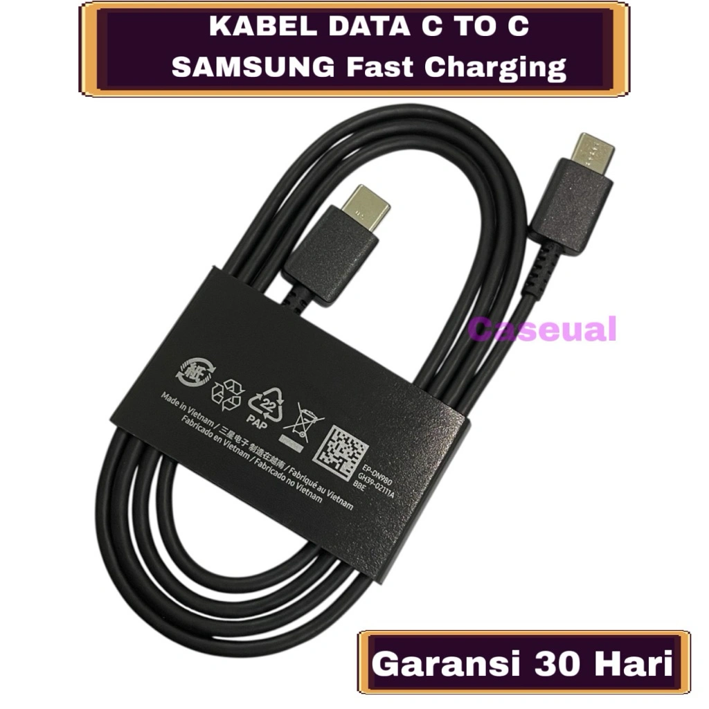 Kabeldata Samsung 25w 45w S24 Note Z Fold  C to C Super Fast Original New Garansi 30 Hari