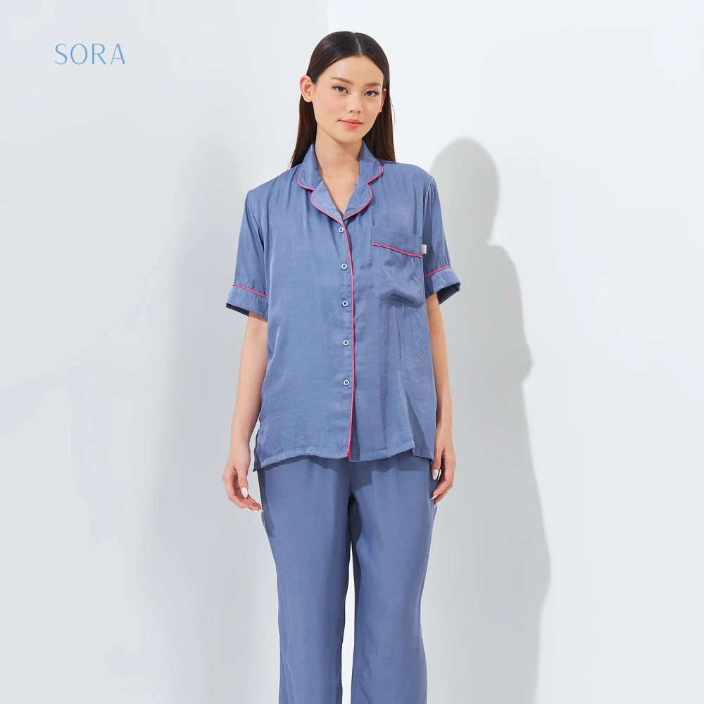 SORA KOMORI Pajamas Short/Long Denim Pink | Piyama | Baju Tidur