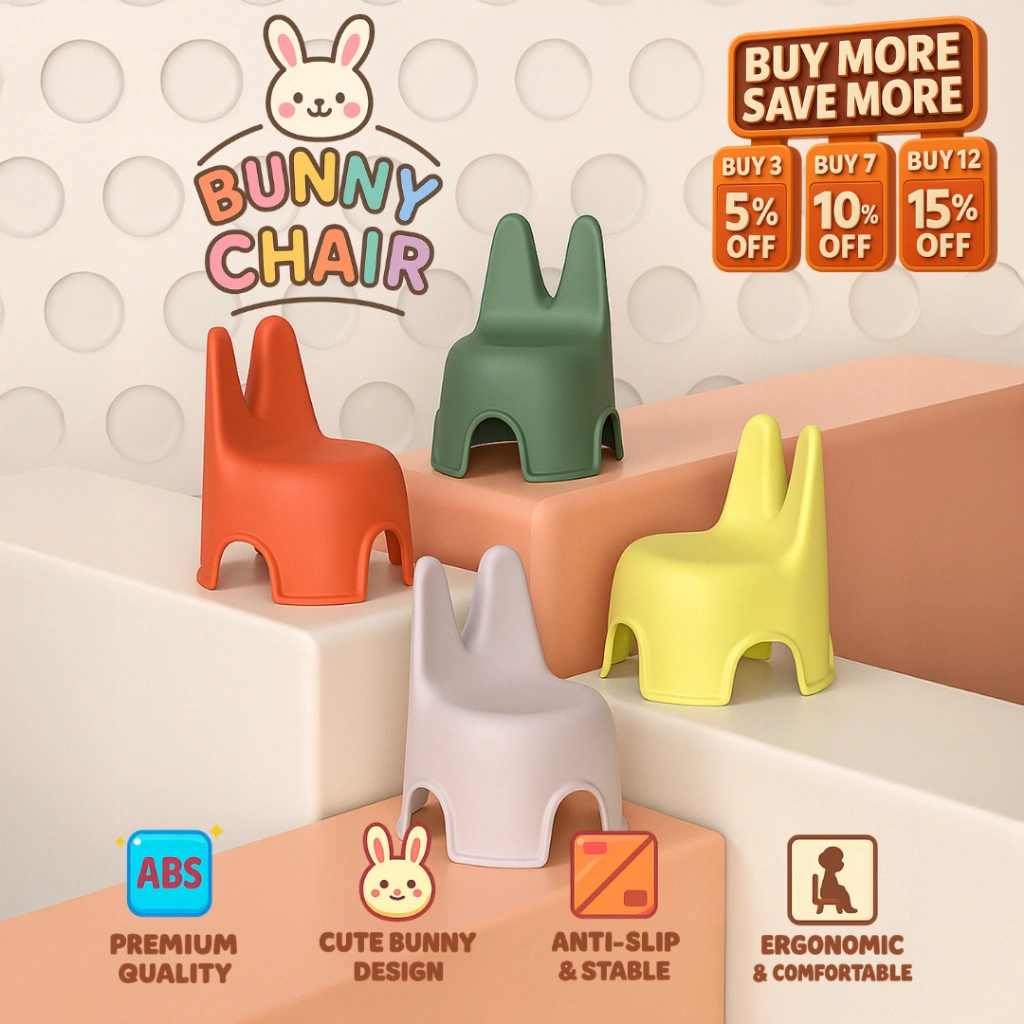 Kursi Anak Desain Bunny Ears Lucu Anti Slip dan Ergonomis untuk Dekorasi Kamar dan Ruang Bermain