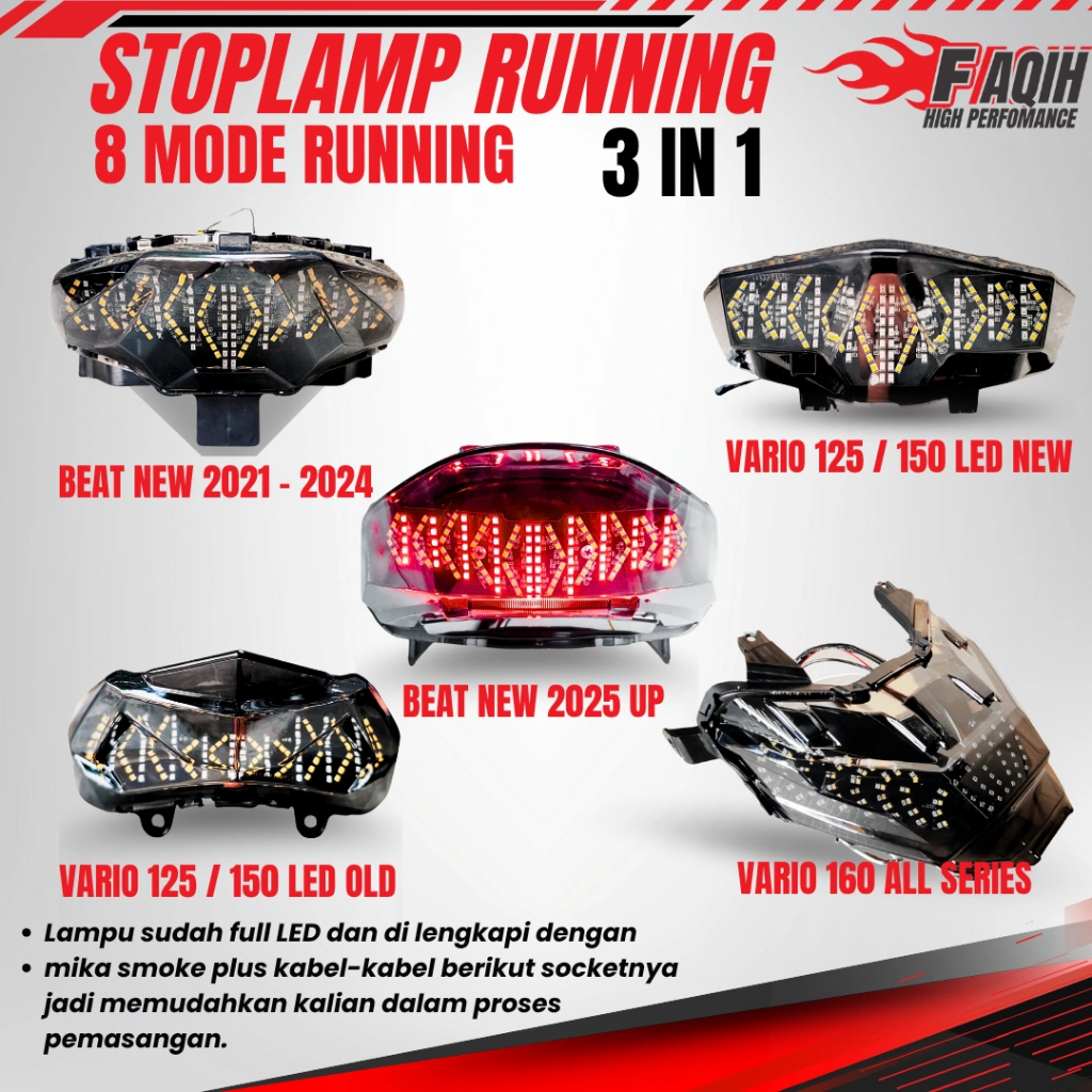 STOPLAMP RUNNING 1 SET VARIO 125 / 150 LED OLD VARIO 125 / 150 LED NEW BEAT DELUXE STREET VARIO 160
