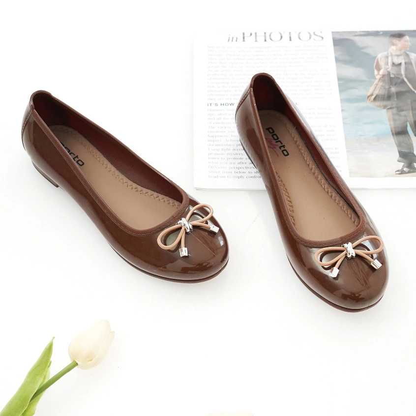 Porto LSA-1 - Flatshoes Wanita Sepatu Kerja Model Balerina Casual Pita SPESIAL BROWN MAHOGANY