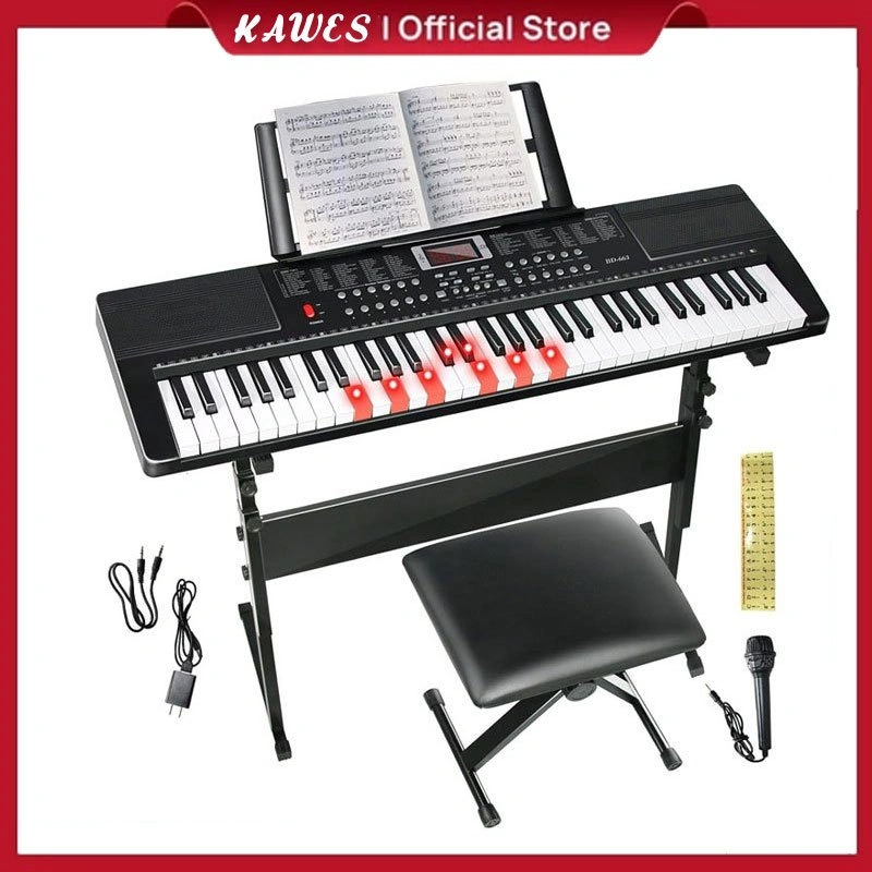 KAWES Piano Elektronik Multifungsi Piano 61-Key Piano Elektronik Profesional Rumah Pintar