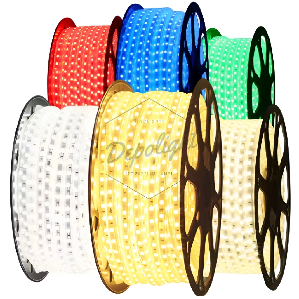 Lampu LED Strip Selang 5050 100 meter AC 1 roll Free Adaptor