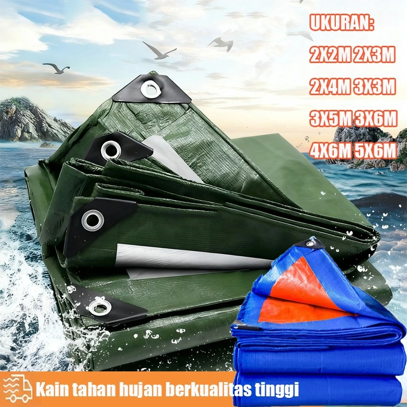 COD Terpal ukuran 5*6M 100% tahan air Yg tahan hujan Tahan panas dan beku mengentalkan Tahan air mata 100 tahun penggunaan Cocok untuk atap/taman outdoor/kolam renang Terpal Tenda Plastik Terpal kolam ikan