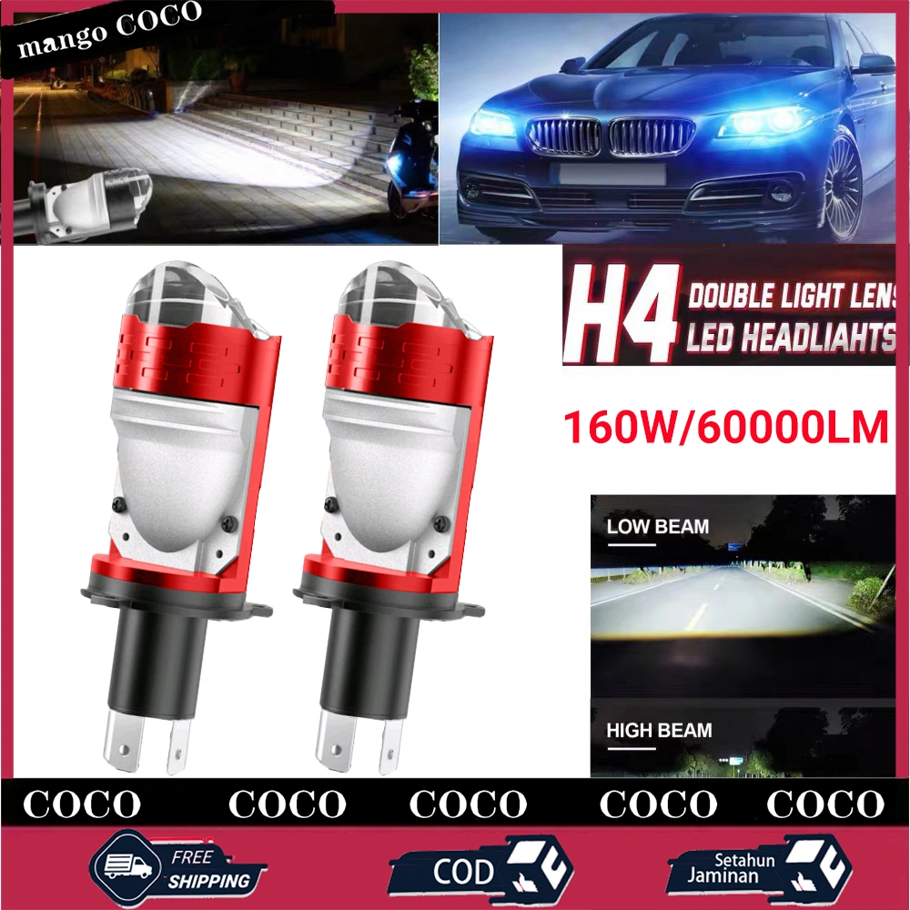 Lampu Utama LED 2 PCS 160W Motor Mini Projector Lampu Led Utama Truk Mobil Dan Motor H4 Mini LED Projie Lens Kipas Pendingin Full Aluminium