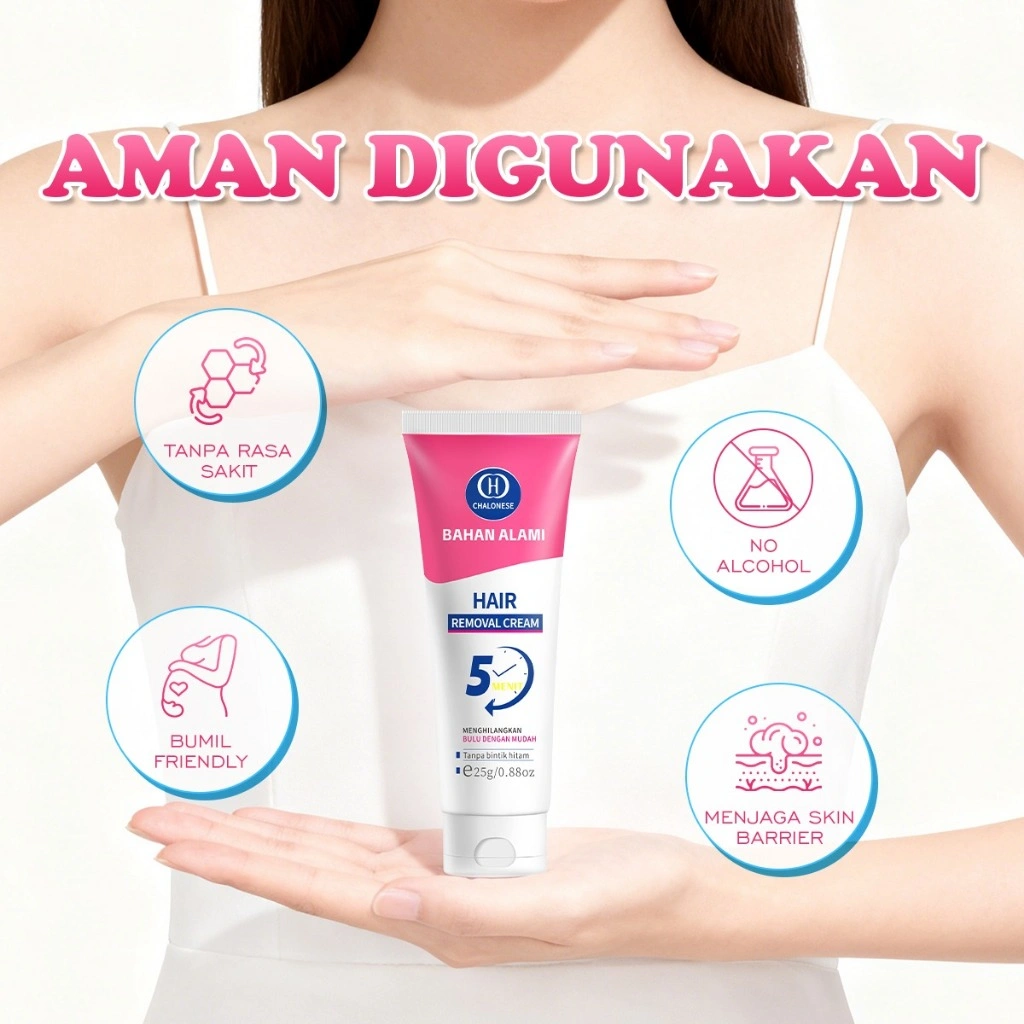 [CHALONESE] Hair Removal Cream Membantu Menghilangkan Bulu dan Rambut di Kulit Tanpa Bau dan Membuat Cerah tidak menyebabkan iritasi tidak membuat kemerahan bisa digunakan untuk semua jenis kulit hanya butuh 5 menit