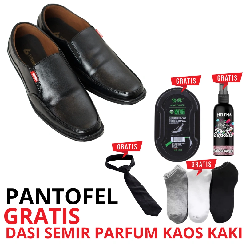 Sepatu Slip On Pria GRATIS Kaos Kaki Semir Parfum Dasi Terbaru Dipakai Wisuda Pesta Kerja Kantoran
