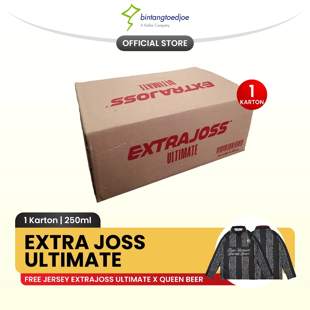 Extra Joss Ultimate 1 Karton - Energy Drink, Green Coffee, dan Less Sugar Free Kaos/Jersey Queenbeer