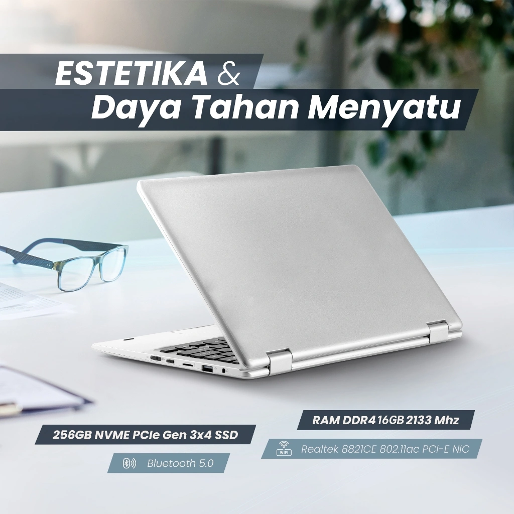 Carians Laptop Intel N4020, RAM 16GB, SSD 256GB, Windows 11 Pro + Office Terpasang, Garansi Resmi 1 Tahun
