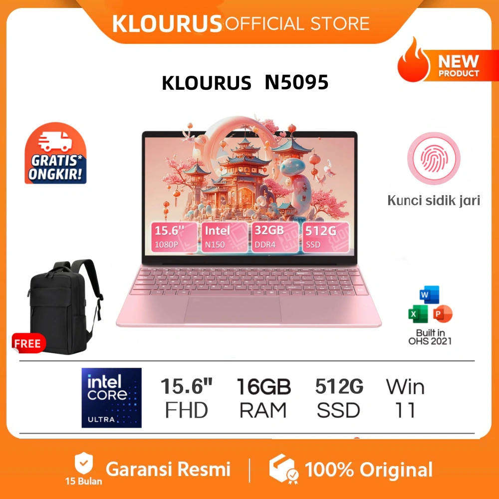 {Free Case Laptop} KLOURUS Laptop N5095 TBook Intel Celeron N100 Intel 512GB SSD Silver Home 15" IPS HD WIFI 5 Free Windows 11{KLOURUS Official Store}