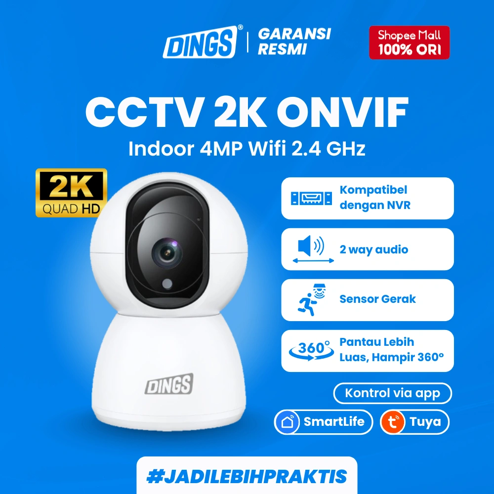 DINGS Smart CCTV WiFi 2K Indoor – IP Camera Full HD Support NVR & IoT System