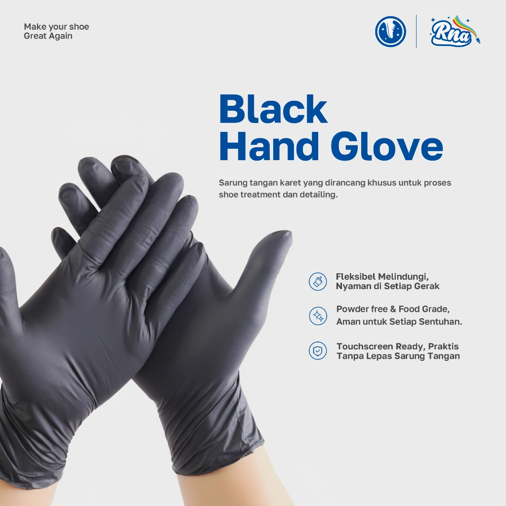 Rnasoap - Sarung tangan karet hitam / Sarung tangan latex 10pcs AF