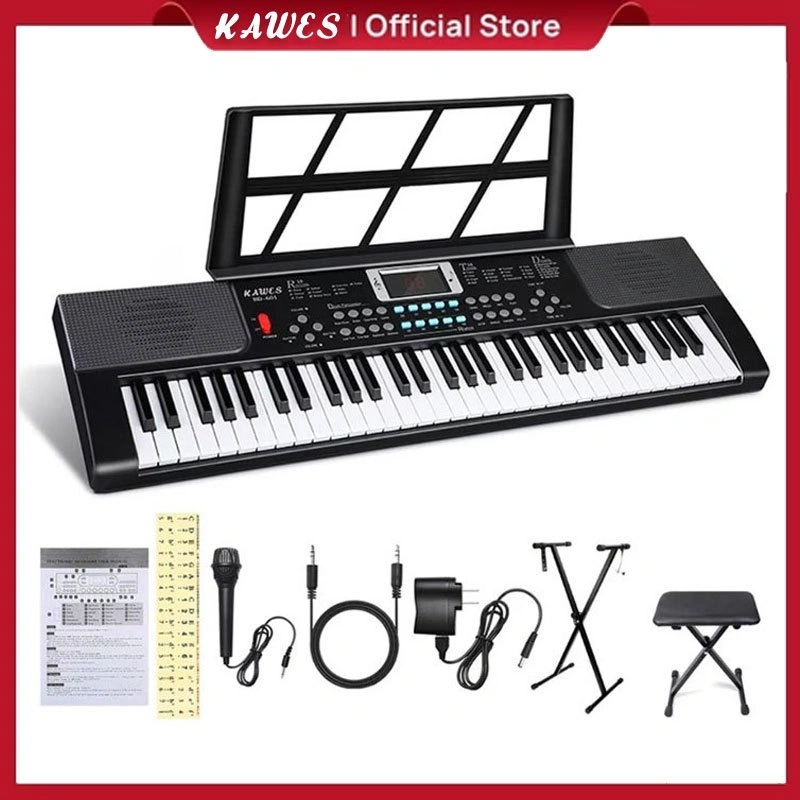 kAWES Piano Elektronik Untuk Anak-anak Piano Elektronik Untuk Pemula Piano Elektronik 61 Tombol Piano Elektronik Multifungsi Dengan Mikrofon Kecil