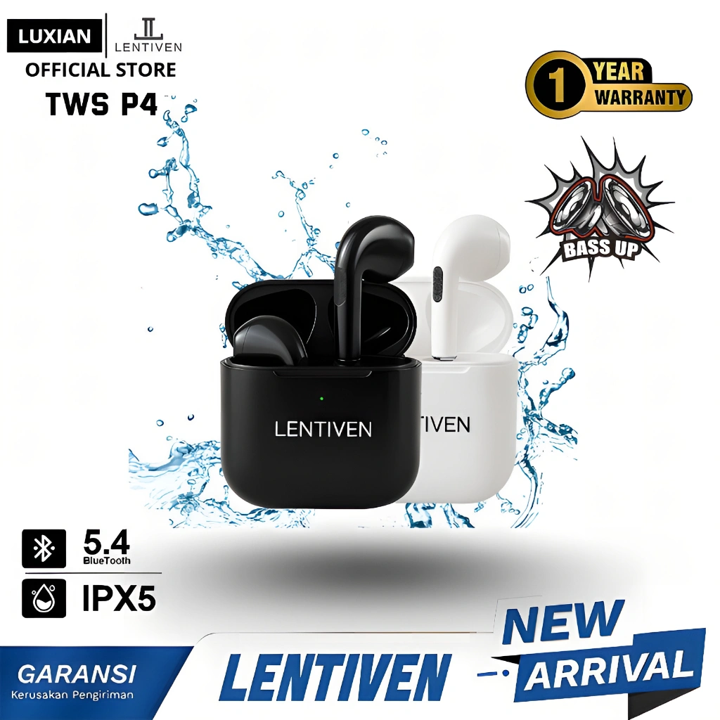 LUXIAN LENTIVEN Bluetooth Headset TWS Noise Reduction Built-in Charging Display Long Battery Life Unparalleled Sound Quality Garansi 1 Tahun