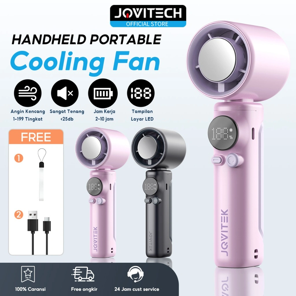 Jovitech Kipas FN66 AC Semi Konduktor  Kecepatan Tinggi Portabel Turbo Genggam Fan Pendingin Mini Digital LED Display
