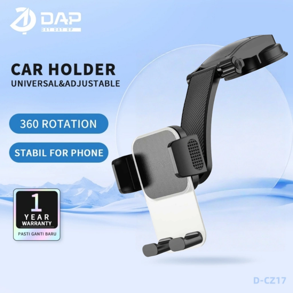 DAP Car Holder HP Mobil Dashboard Fleksibel 360° Vacuum Suction One-Touch D-CZ17 Original - Garansi Resmi 1 Tahun