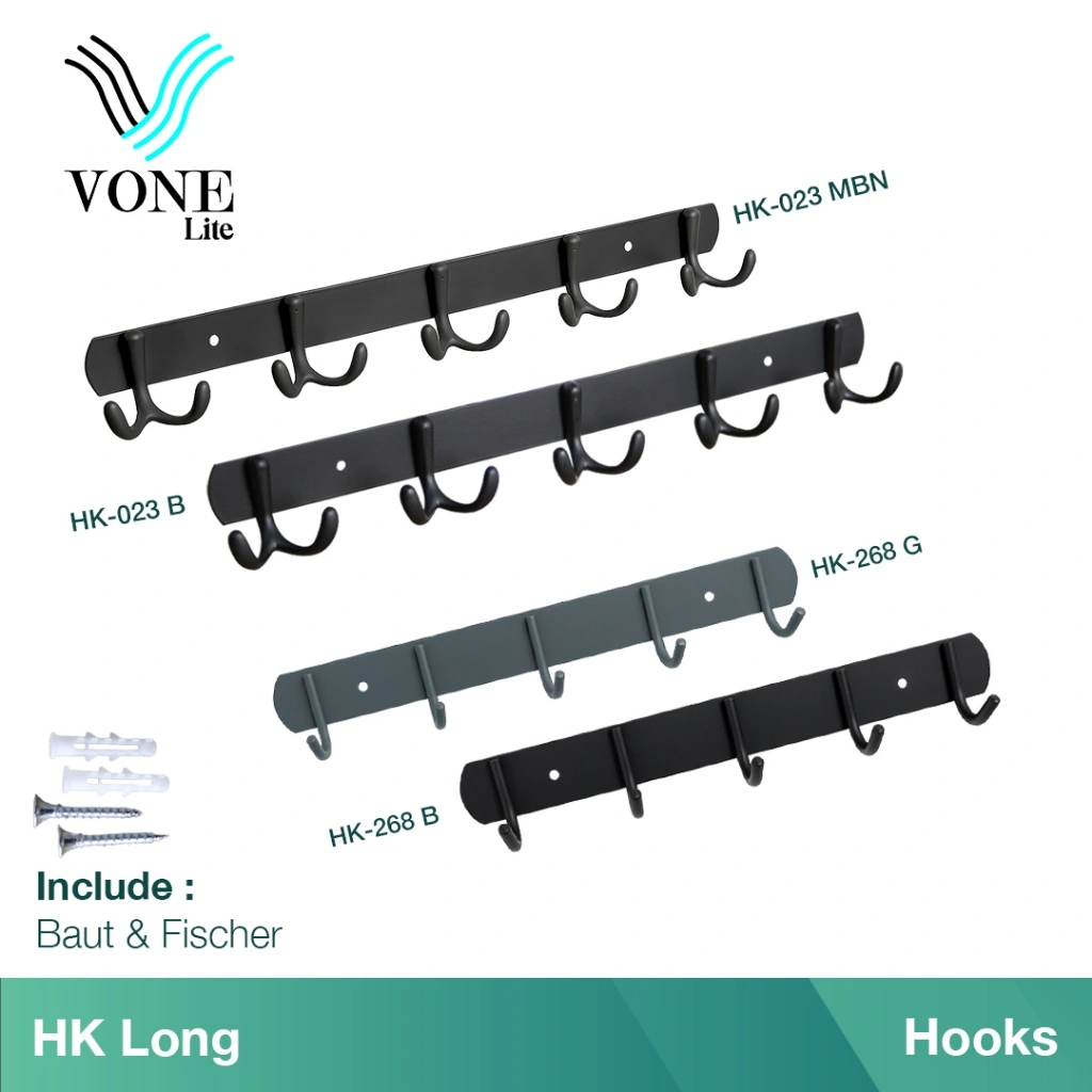 VONE Gantungan Baju Handuk Cantolan Kamar Mandi Hook 5 Kait Black Grey ( VONE LITE )