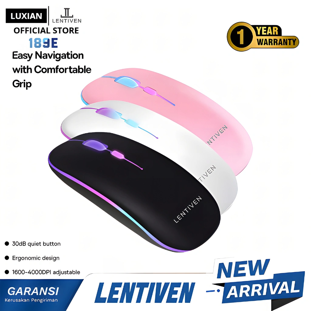 Mouse Wireless LUXIAN LENTIVEN 2.4G 4000DPI Receiver USB untuk PC Laptop Garansi 1 Tahun 189E