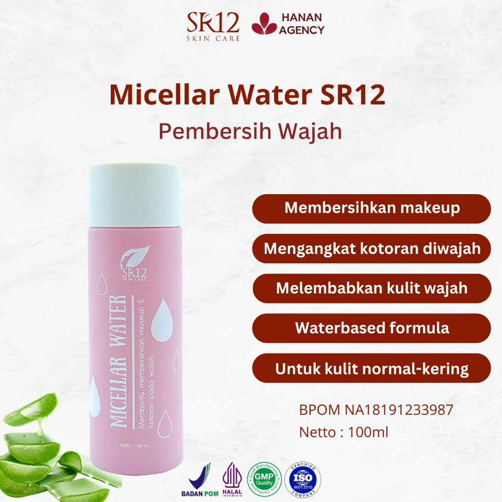 Micellar Water SR12 Pembersih Make Up Waterbased Formula Make Up Remover Mengecilkan Pori-Pori