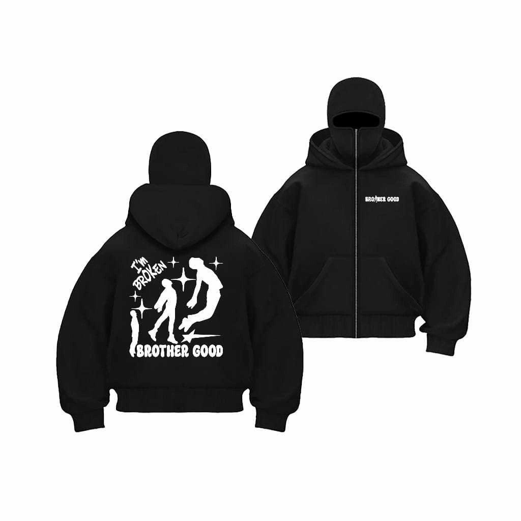 BALACLAVA Hoodie Boxy Sablon Reflective Menyala - Jaket Balacklava Doubel Kupluk Bahan Fleece Tebal 280 gsm Premiun