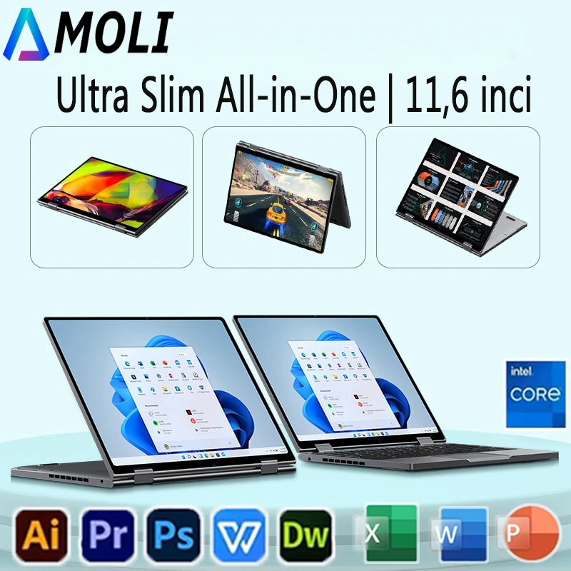 AMOLI [Touchscreen Laptops] Laptop  2 in 1 11,6 inci Intel N4020 / 13,3 inci Intel N4000 Ram 8GB+256GB SSD Win11+Office+Bouns+360° Lipat laptop ssd laktop terbaru laptop acer laptop hp laptop chromebook laptop 8gb ram laptop murah laptop 11 inch