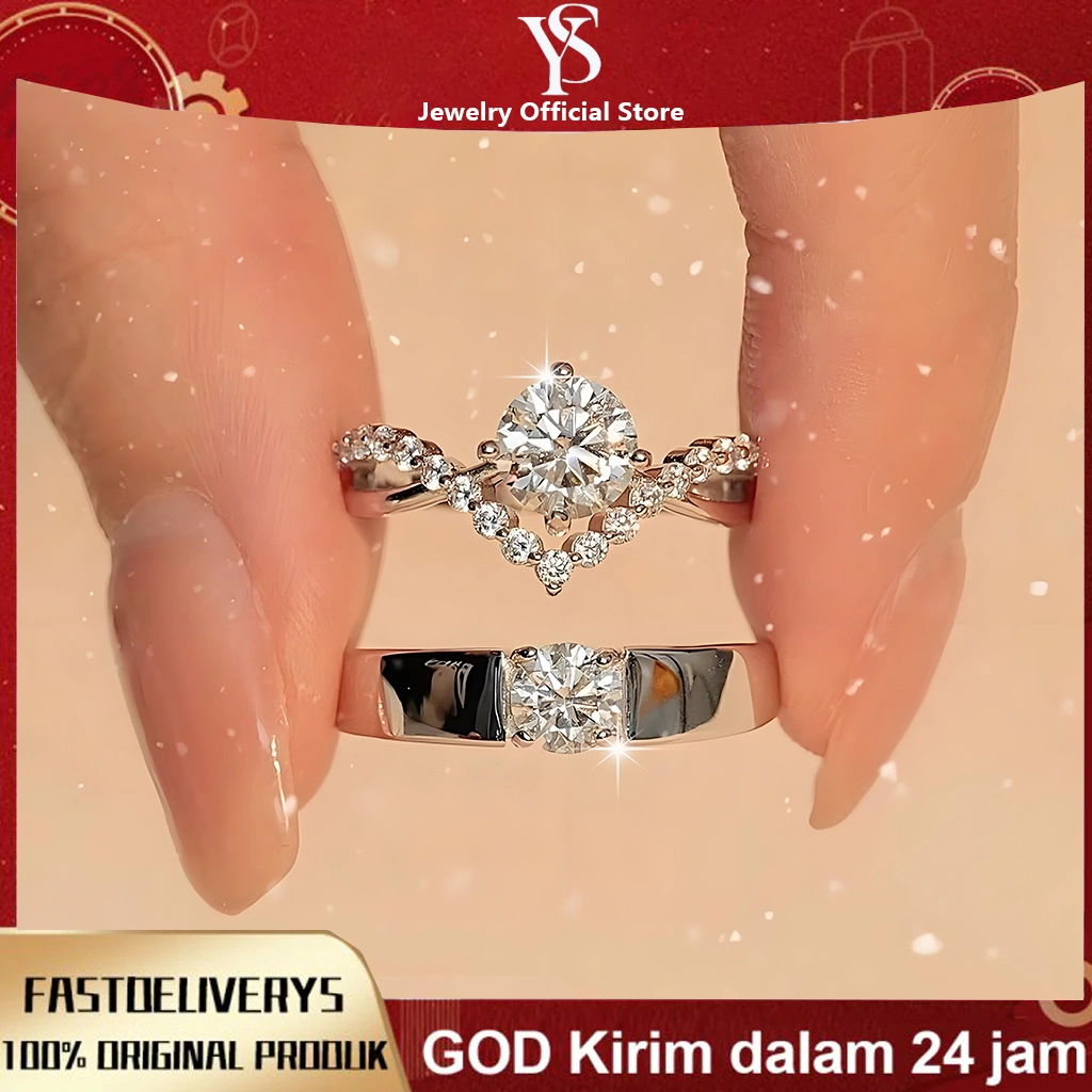 YSJEWELRY Cincin, Cincin Berlian Mahkota, Cincin Perak 925 Minimalis Anti Alergi untuk Wanita (Cocok untuk Sehari-hari), Cincin Pasangan Stylish Anti Hitam & Anti Karat untuk Wanita.