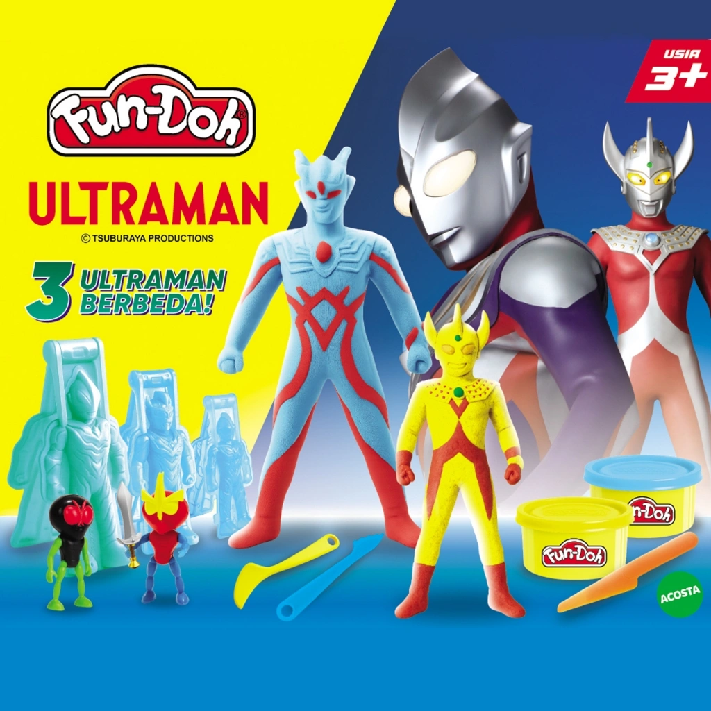 Mainan Kerajinan Tangan DIY Dough Clay Plastisin Tema ULTRAMAN FUNDOH 3 Figur Berbeda Aman Untuk Anak 3 Tahun Mainan Edukasi Kreatif dan Motorik Halus