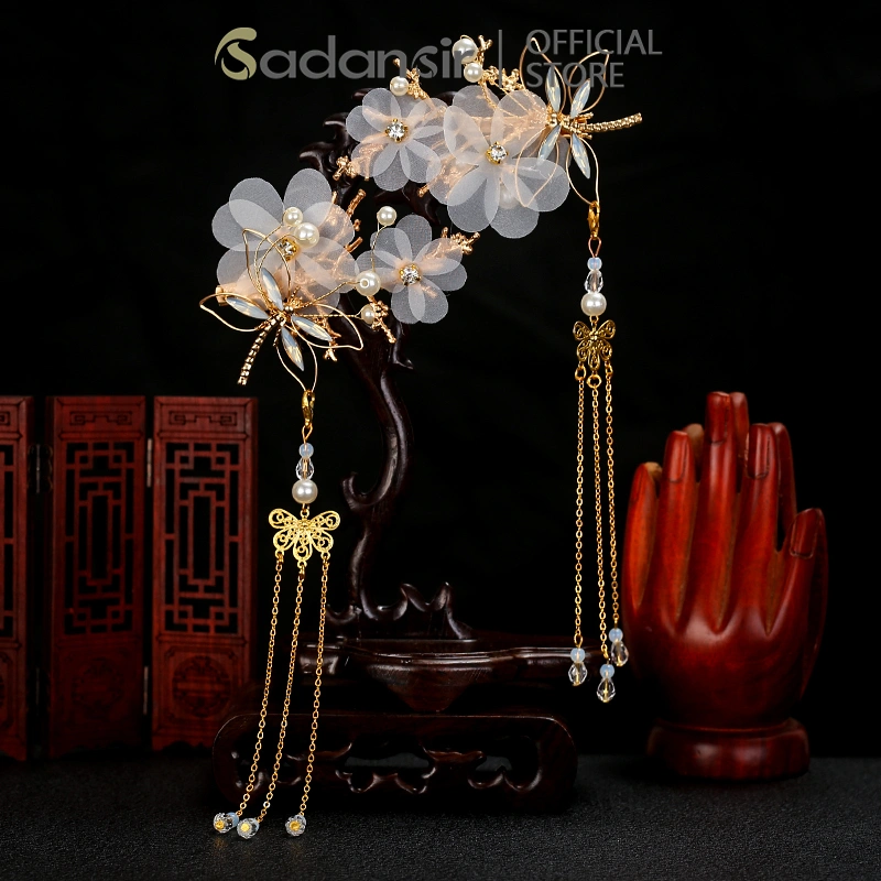 Sadansir Jepit Rambut Kupu-kupu Lalat Antik Hanfu Aksesori Rambut Wanita Aksesori Klasik Rumbai