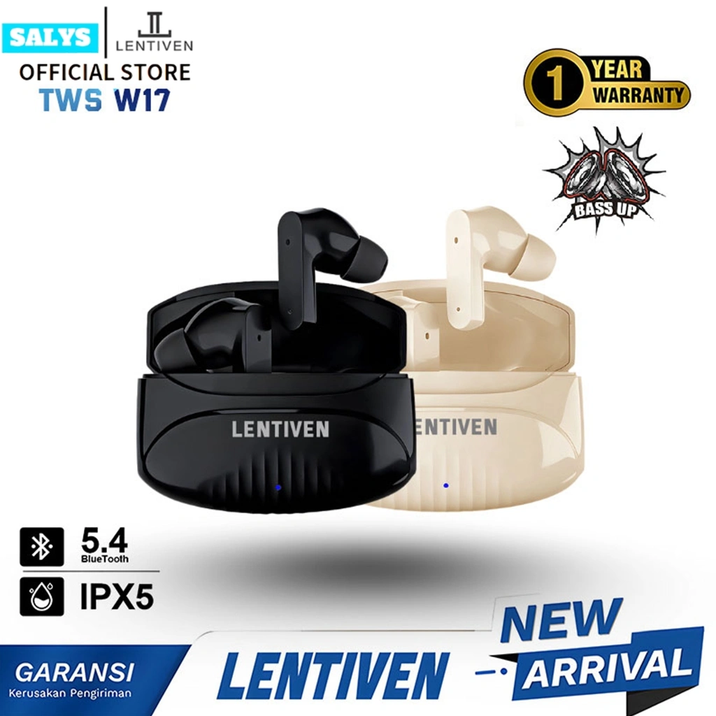 SALYS LENTIVEN Earbuds TWS Wireless Earphone Bluetooth HEADSET 5.4 Hi-Res Audio IPX5 Garansi 1 Tahun W17