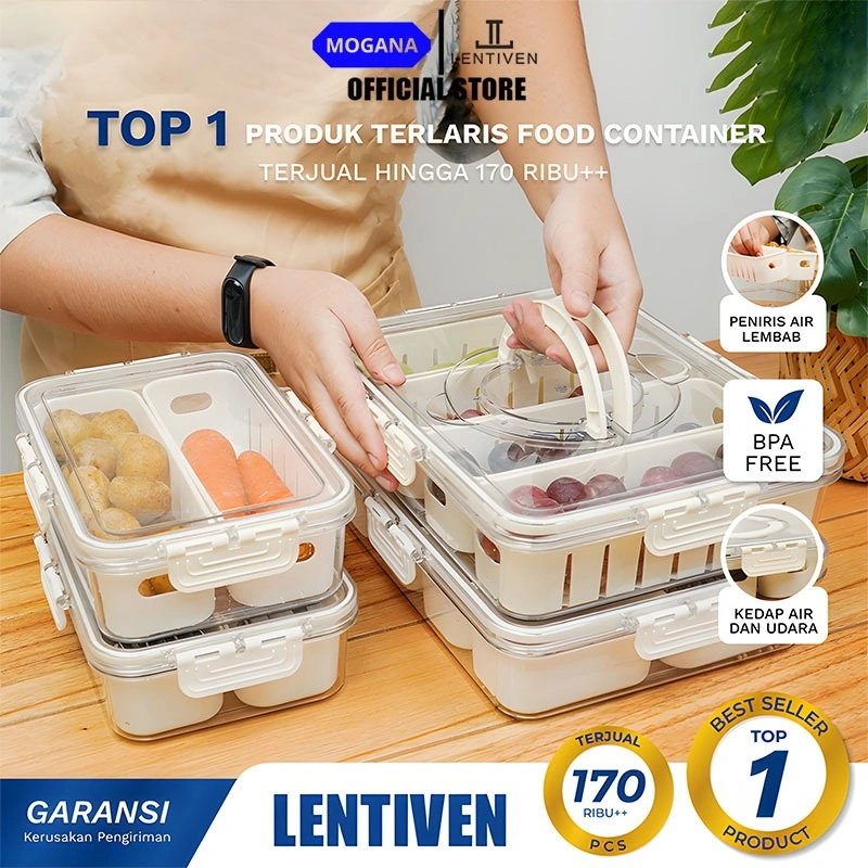 MOGANA LENTIVEN Kotak penyimpanan makanan Sayuran Buah Food Container ringan Tempat makan bumbu dapur Wadah TYPE A