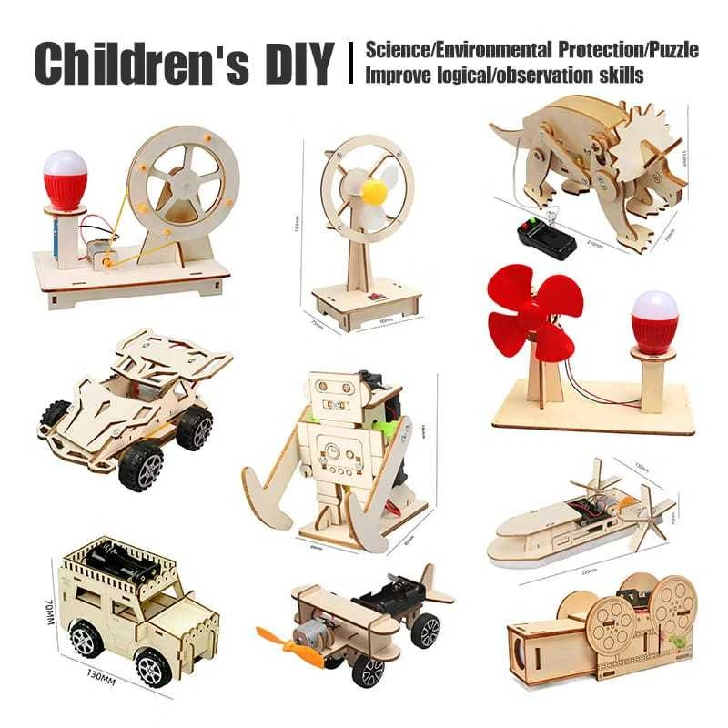 DIY Rakitan Puzzle Kayu Mainan Edukatif Kreatif Membuat Mainan Sendiri Fisika Kinetik Science Hand Generator Electric Power Science Experiment Rumah Surya Lampu Lalu Lintas