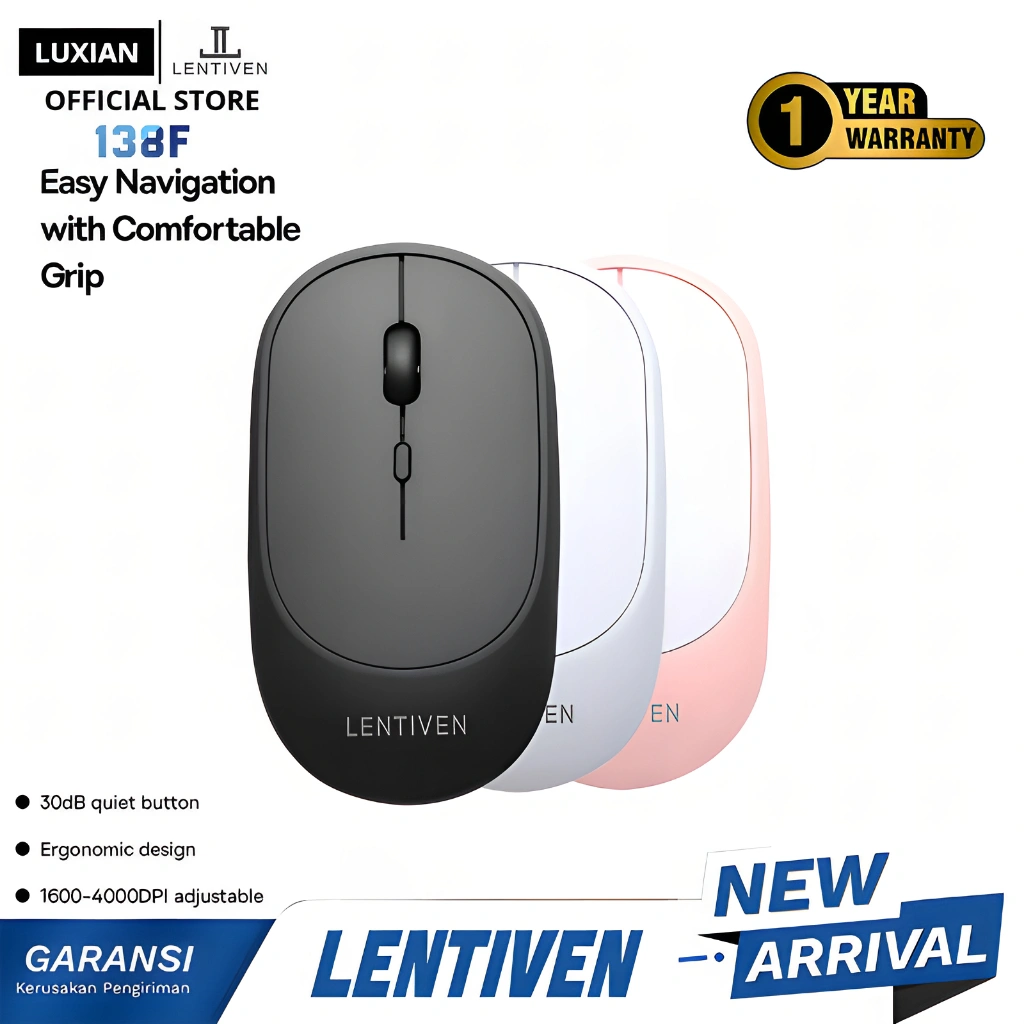 Mouse Wireless LUXIAN LENTIVEN 2.4G 4000DPI Receiver USB untuk PC Laptop Garansi 1 Tahun 138F